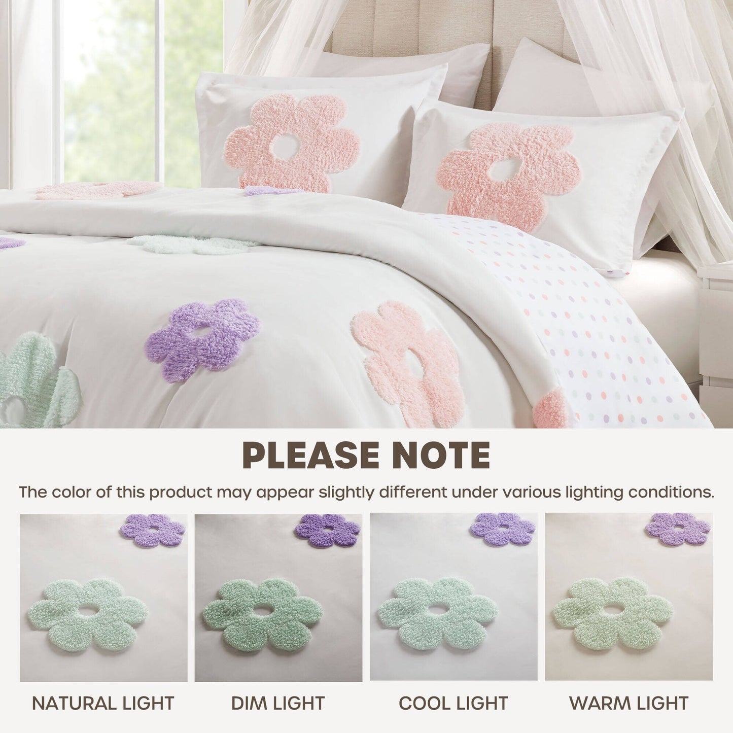 Intelligent Design Kids Madeline Floral Reversible Tufted Chenille Duvet Cover Set