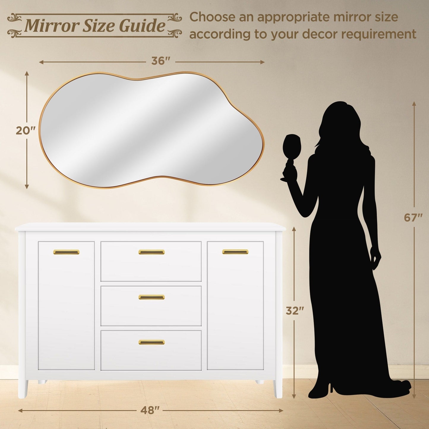 Irregular Wall Mirror Asymmetrical Decorative Wall Mirror