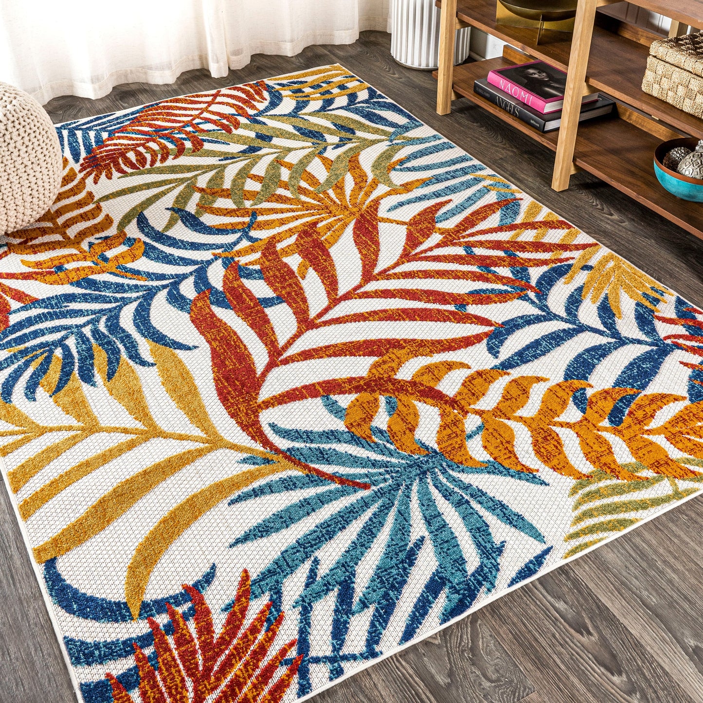JONATHAN Y Aydin Palm Leaves Indoor/Outdoor Area Rug