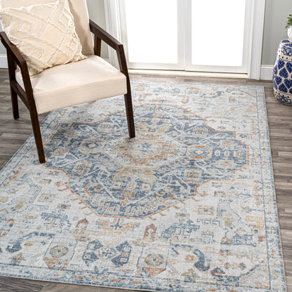 JONATHAN Y Brandy Bohemian Medallion Low-Pile Machine-Washable Cream/Terra Area Rug