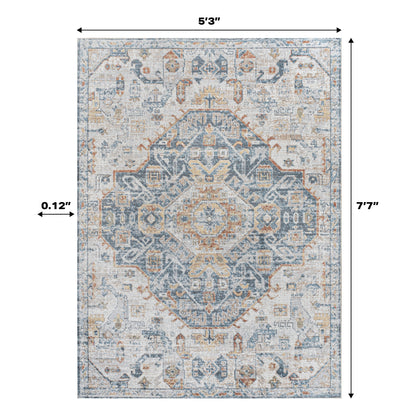 JONATHAN Y Brandy Bohemian Medallion Low-Pile Machine-Washable Cream/Terra Area Rug