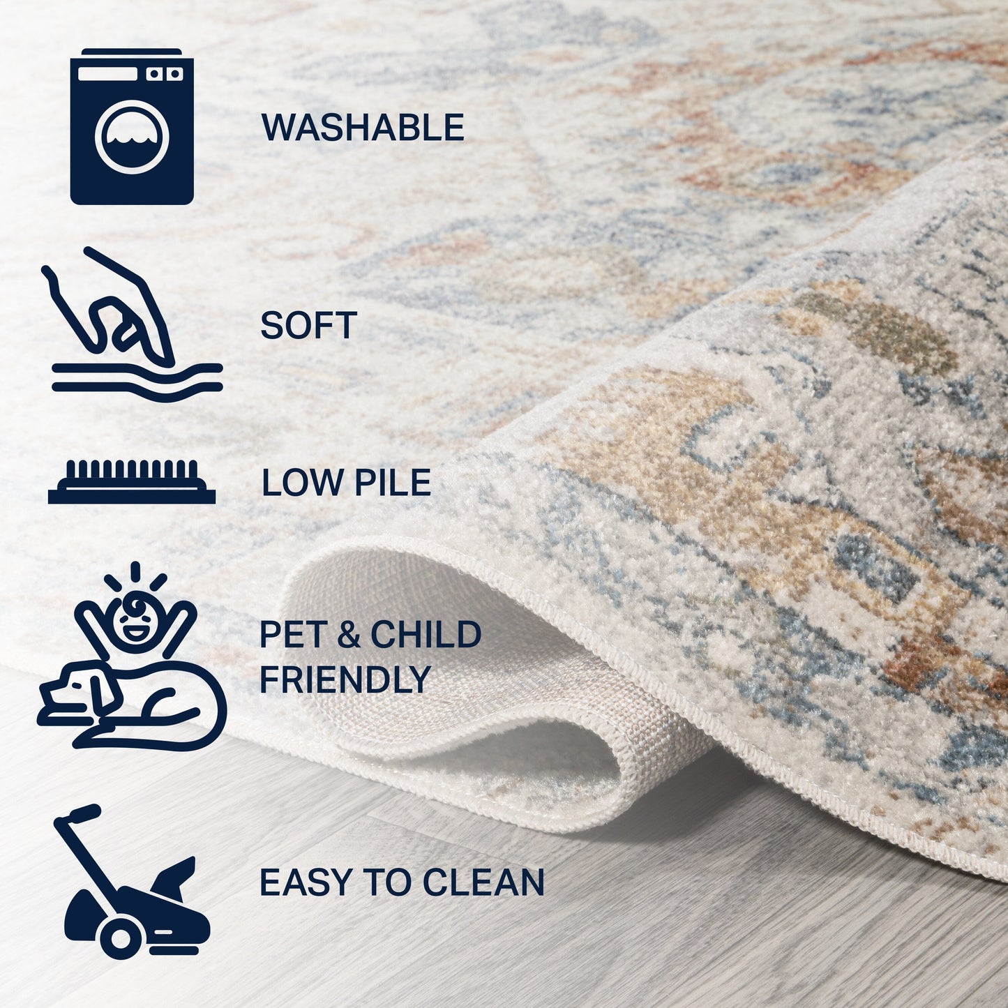 JONATHAN Y Brandy Bohemian Medallion Low-Pile Machine-Washable Cream/Terra Area Rug