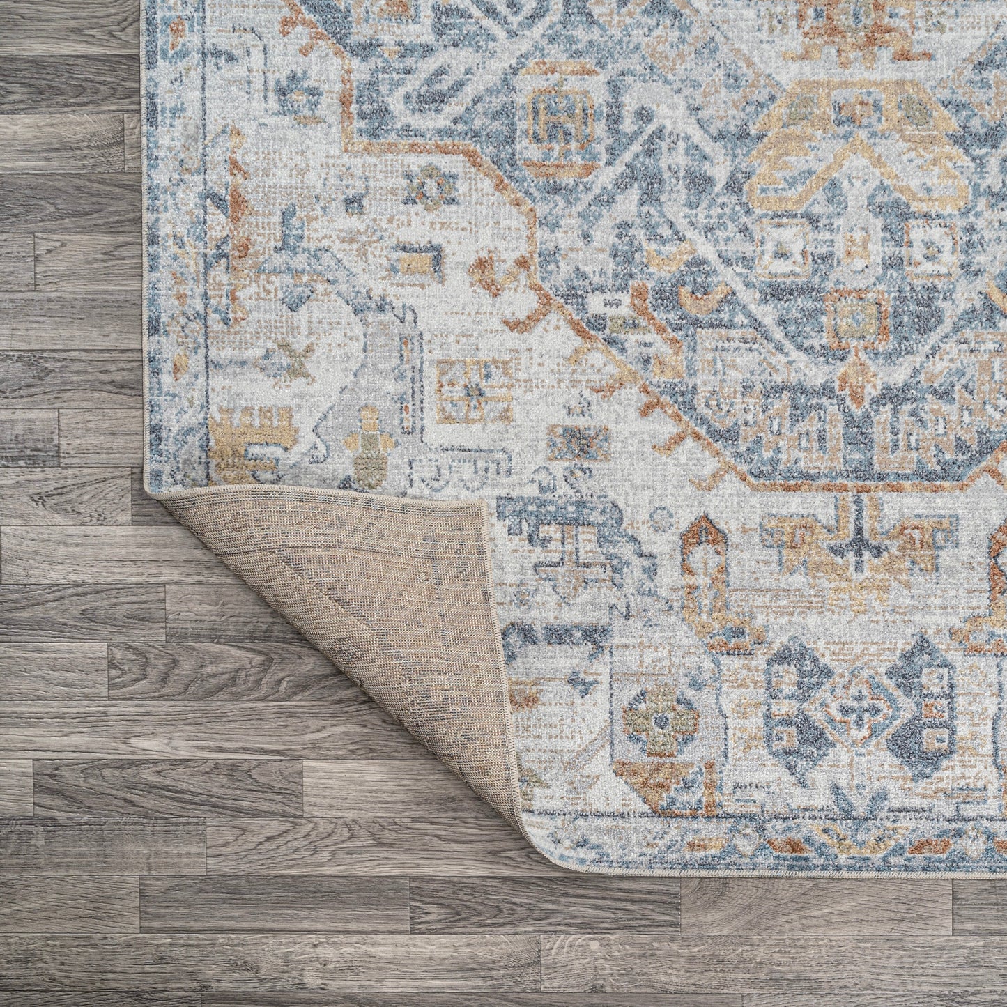 JONATHAN Y Brandy Bohemian Medallion Low-Pile Machine-Washable Cream/Terra Area Rug