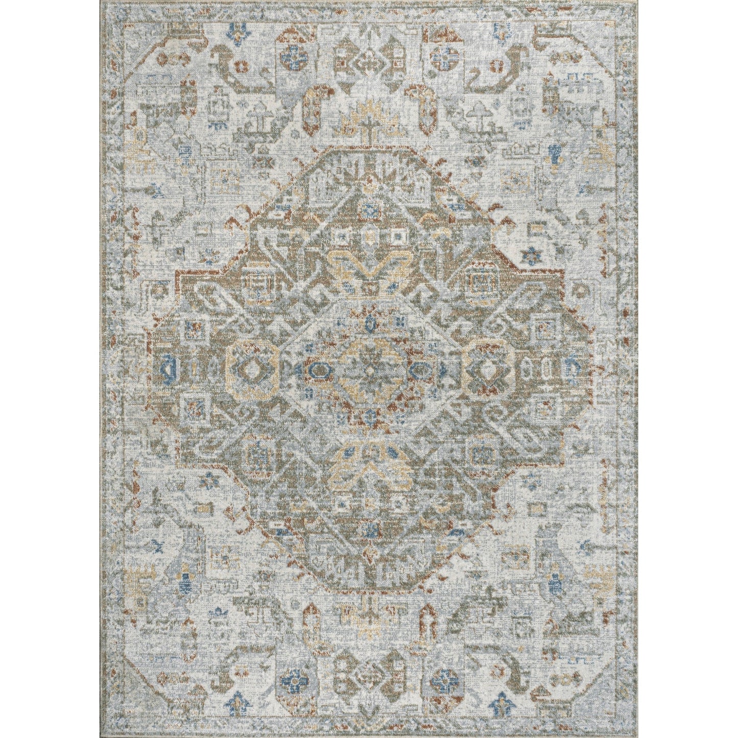 JONATHAN Y Brandy Bohemian Medallion Low-Pile Machine-Washable Cream/Terra Area Rug