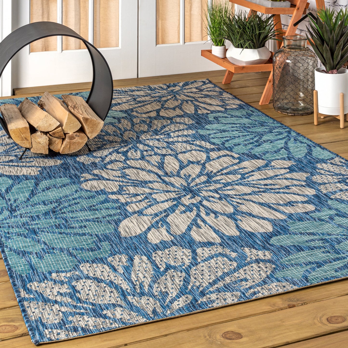 JONATHAN Y Floral Textured Weave Indoor/Outdoor Area Rug
