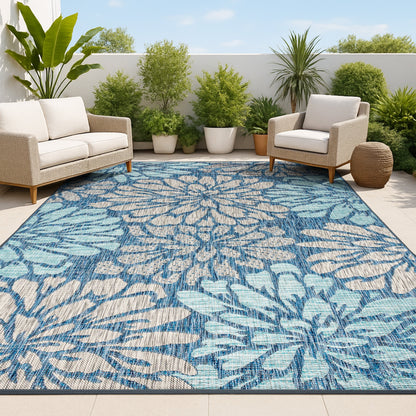 JONATHAN Y Floral Textured Weave Indoor/Outdoor Area Rug