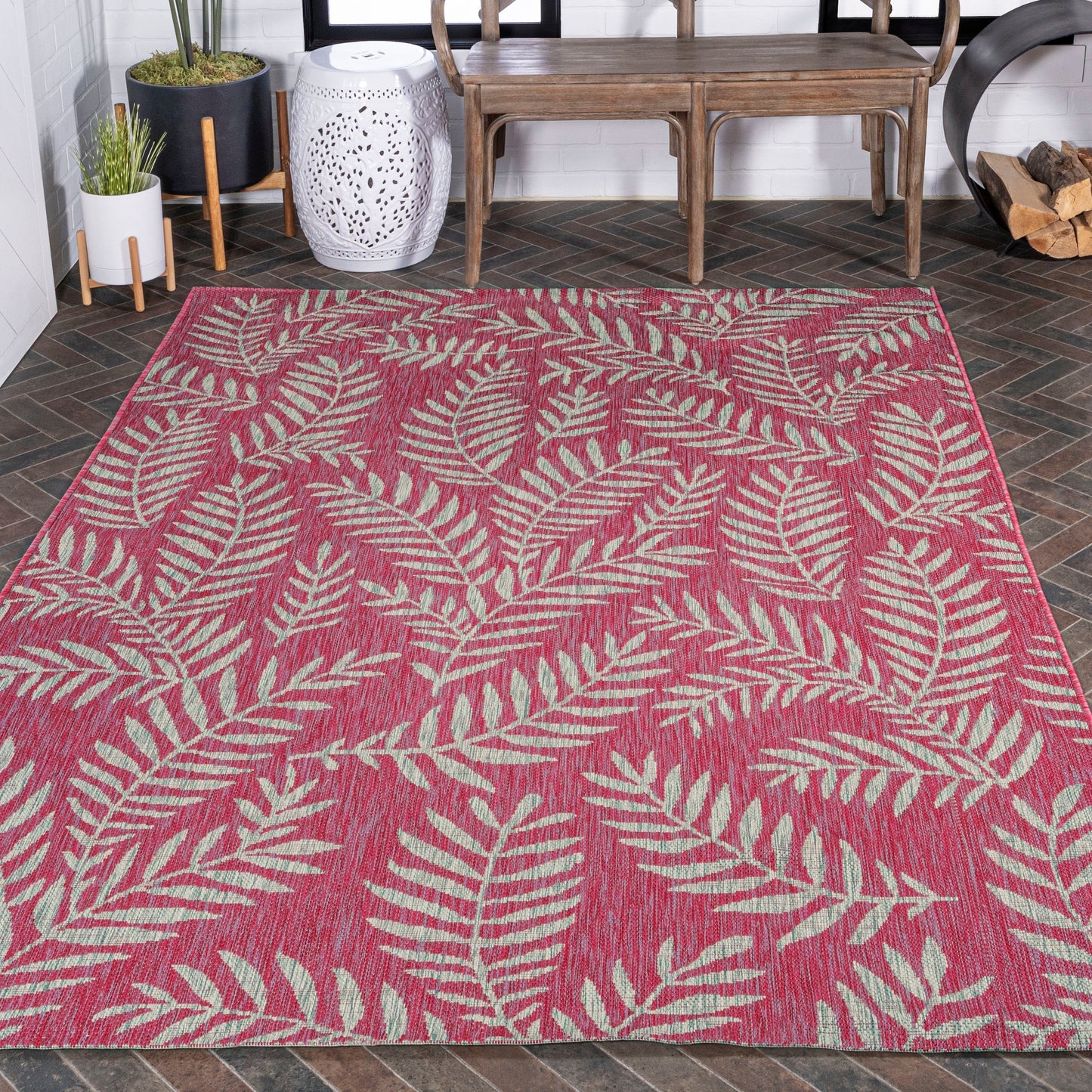 JONATHAN Y Galon Palm Frond Indoor/Outdoor Area Rug