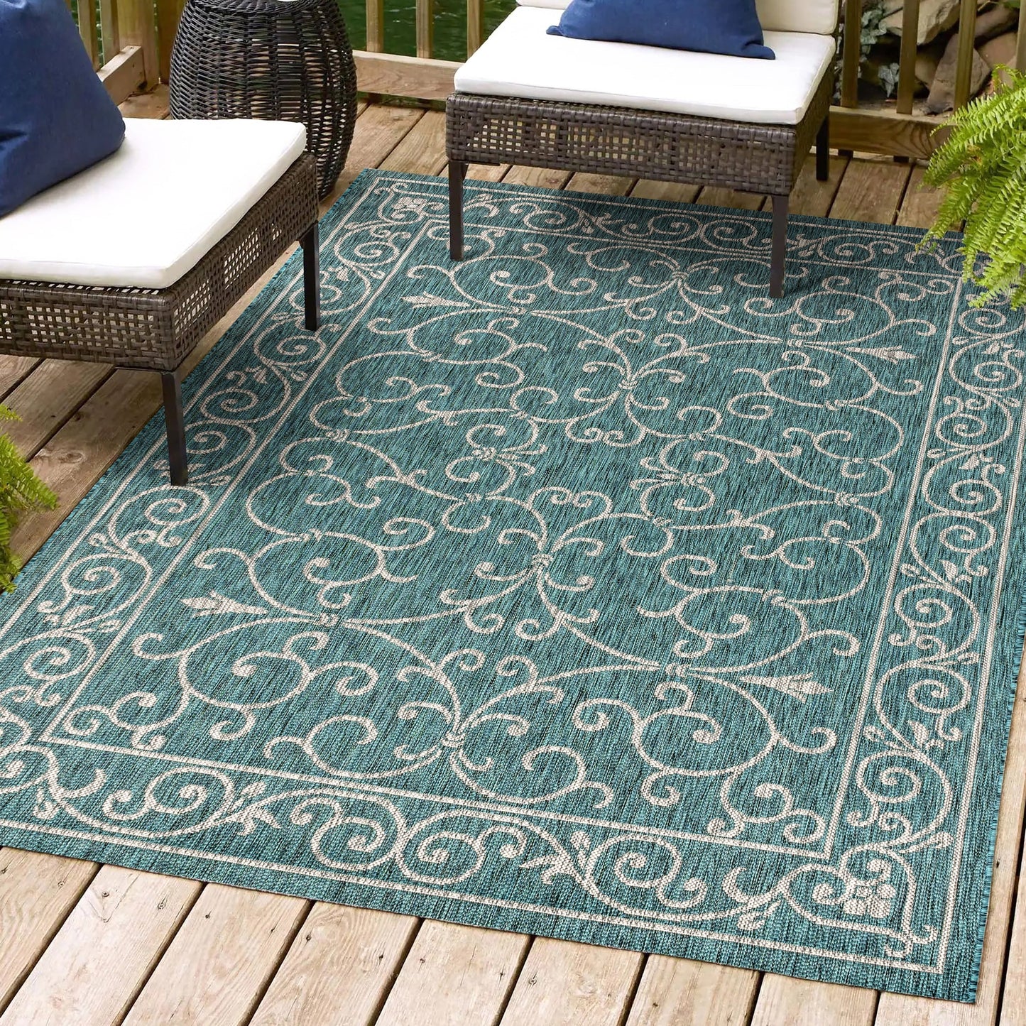 JONATHAN Y Filigree Textured Weave Indoor/Outdoor Area Rug