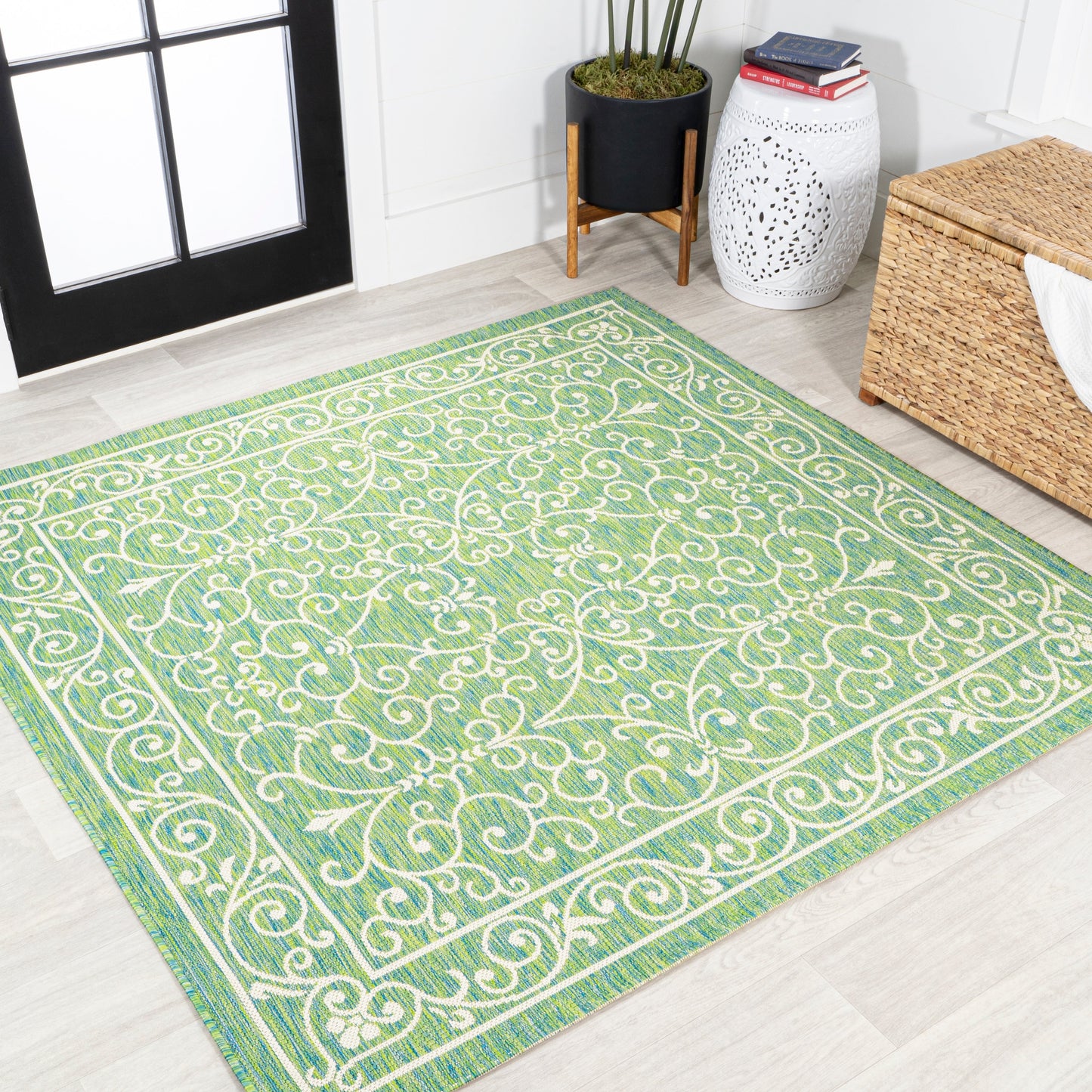 JONATHAN Y Filigree Textured Weave Indoor/Outdoor Area Rug