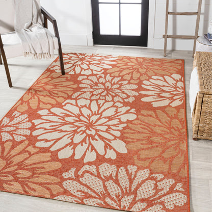 JONATHAN Y Floral Textured Weave Indoor/Outdoor Area Rug