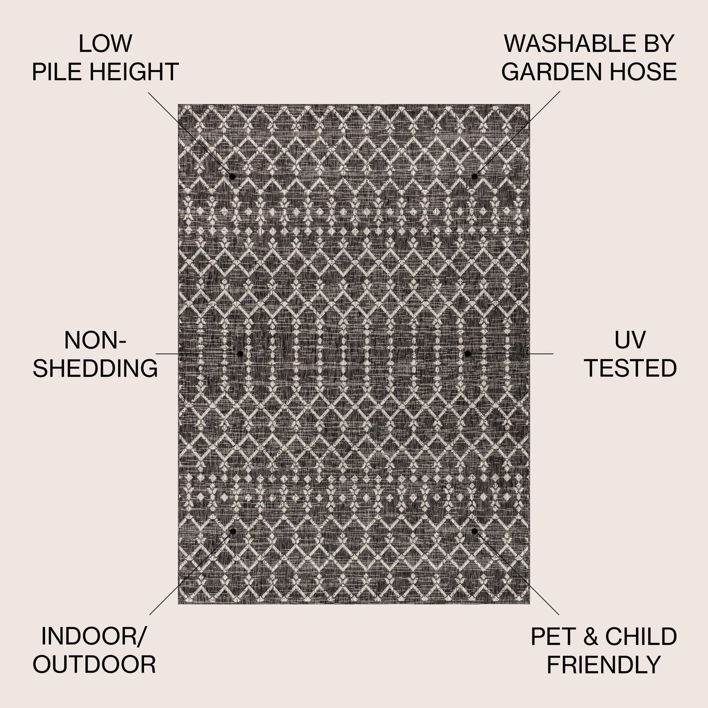 JONATHAN Y Trebol Moroccan Geometric Textured Weave Indoor/Outdoor Area Rug