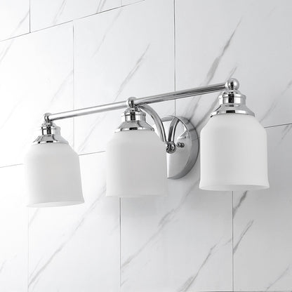 Jayne Iron/Frosted Glass Farmhouse Cottage LED Vanity Light, by JONATHAN Y