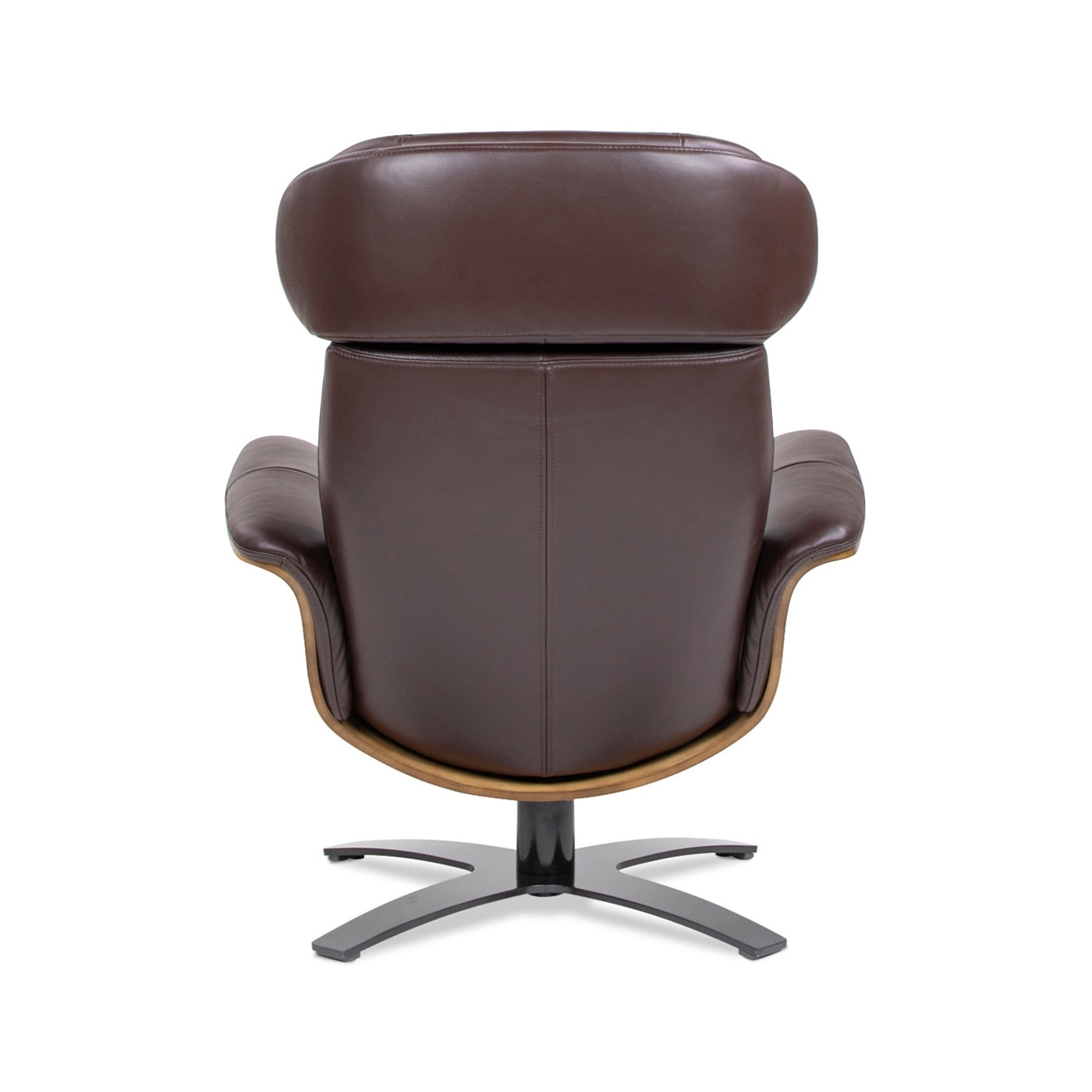 Jovan 31.5 Curved Wood Genuine Leather Recliner Lounge Chair