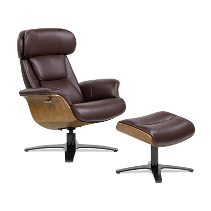 Jovan 31.5 Genuine Leather Recliner Lounge Chair with Ottoman
