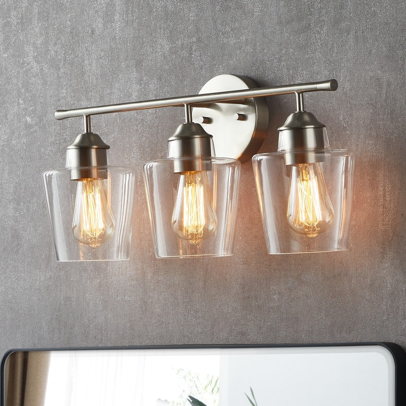 KAWOTI 3-Light Dimmable Bathroom Vanity Light with Glass Shade - L22 x W7 x H10.5