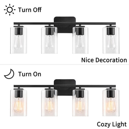 KAWOTI 29inch 4-Light Modern Bathroom Vanity Light with Clear Glass Shades