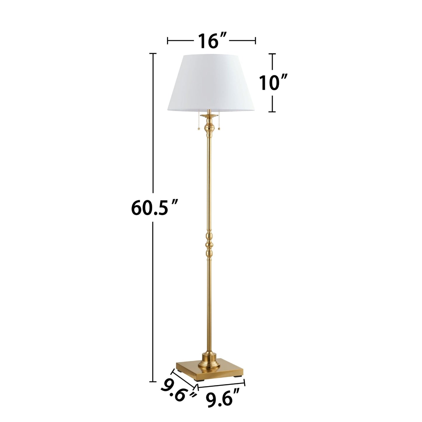 KAWOTI 60.5'' 2-Light Floor Lamp with Empire Fabric Shade