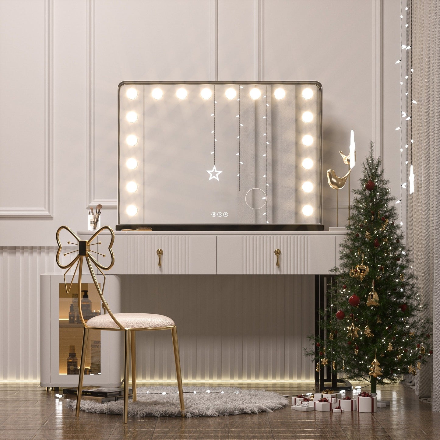 Keonjinn LED Makeup Hollywood Vanity Mirror with 15/18 LED Lights