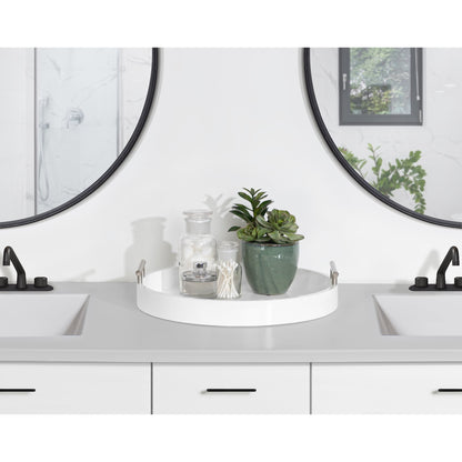 Kate and Laurel Lipton Round Decorative Tray with Metal Handles