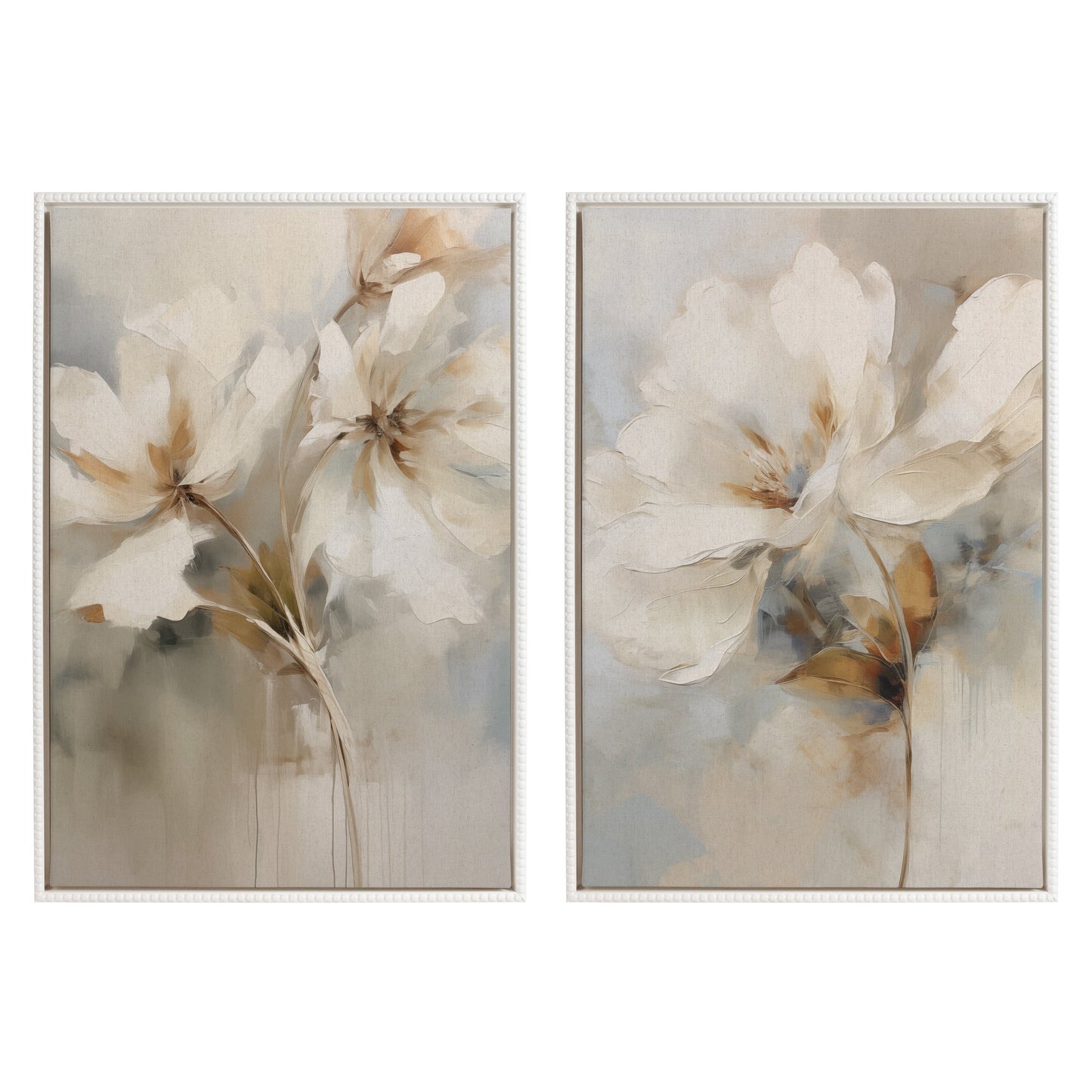 Kate and Laurel Sylvie Beaded Abstract Botanical Canvas