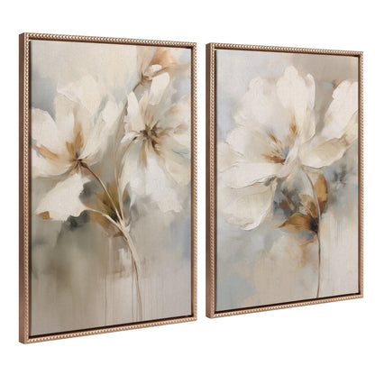 Kate and Laurel Sylvie Beaded Abstract Botanical Canvas