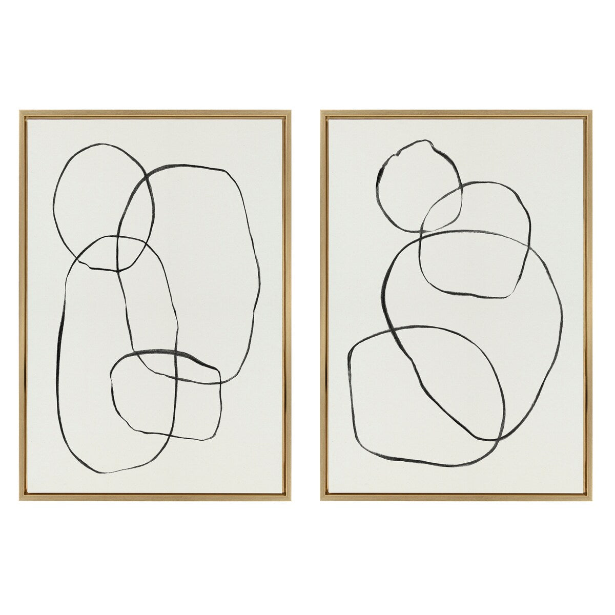 Kate and Laurel Sylvie Modern Circles Framed Canvas Set by Teju Reval