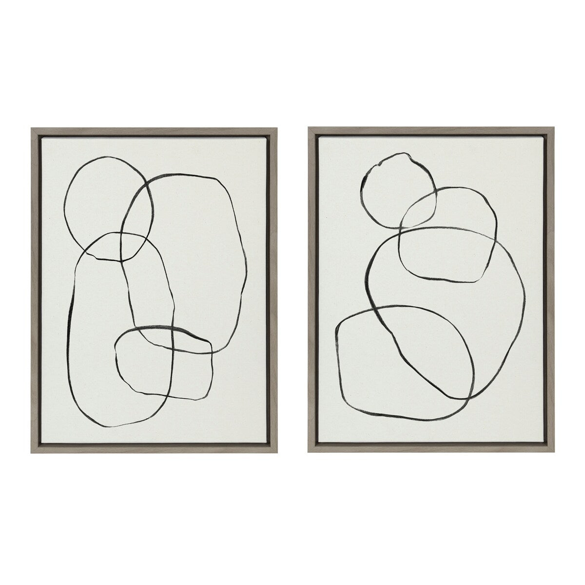 Kate and Laurel Sylvie Modern Circles Framed Canvas Set by Teju Reval