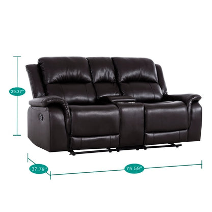 Leather Manual Recliner Sofa Collection for Living Room Leather Reclining Furniture for Home Office Living Room