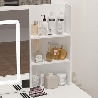 Kerrogee Makeup Vanity Set with Adjustable Lighted Mirror & Stool - 39.4L x 19.7W x 53.5H