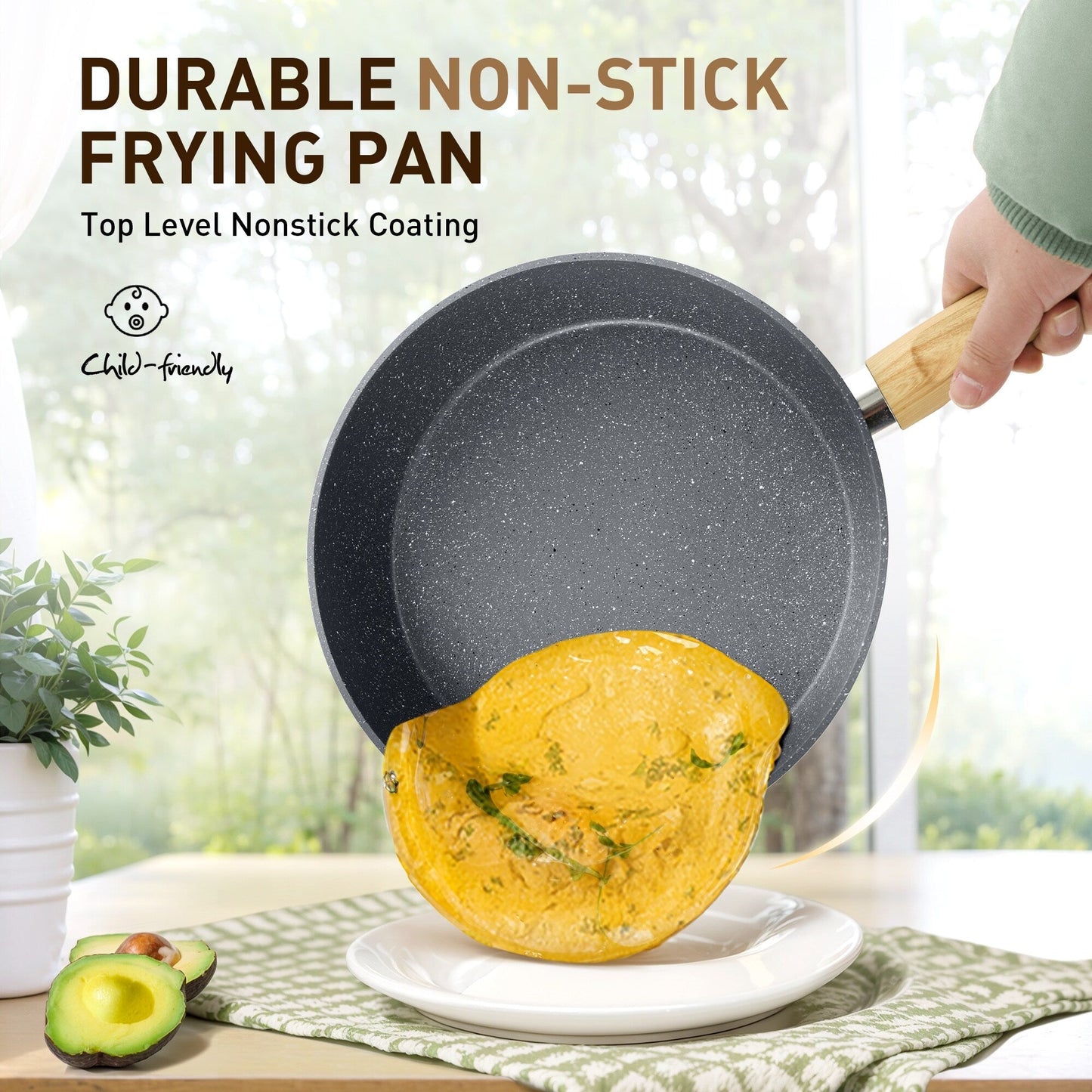 Kitchen Cookware Sets Nonstick, 12 Piece Pots and Pans Set Granite Cooking Set