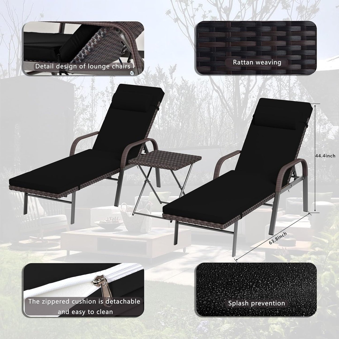 Kullavik 3-PiecesOutdoor Chaise Lounge Set