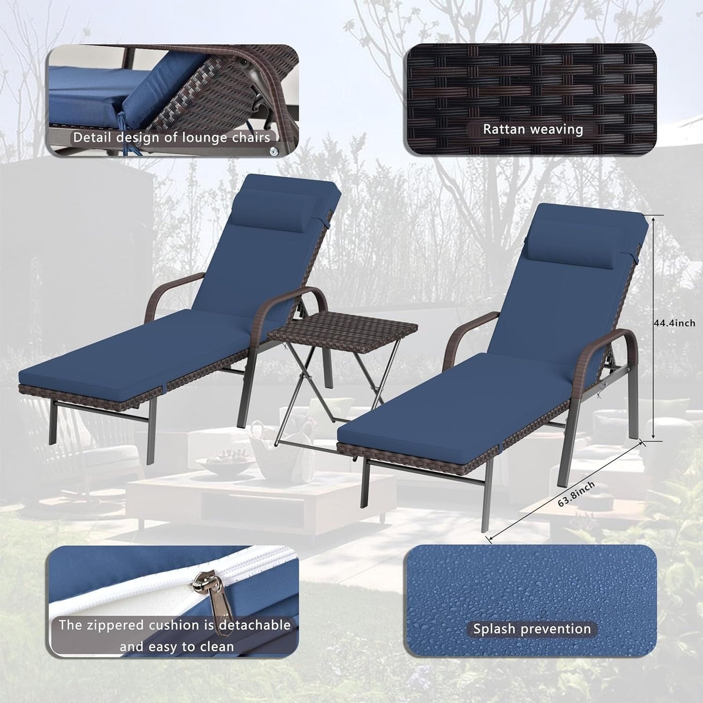Kullavik 3-PiecesOutdoor Chaise Lounge Set