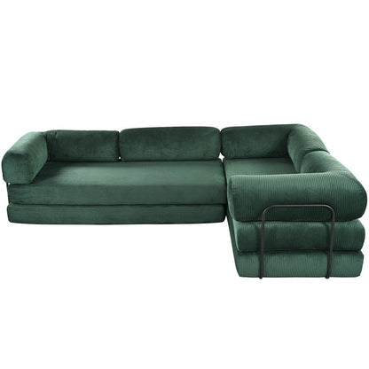 L-Shaped Modular Sofa Bed in Corduroy Fabric