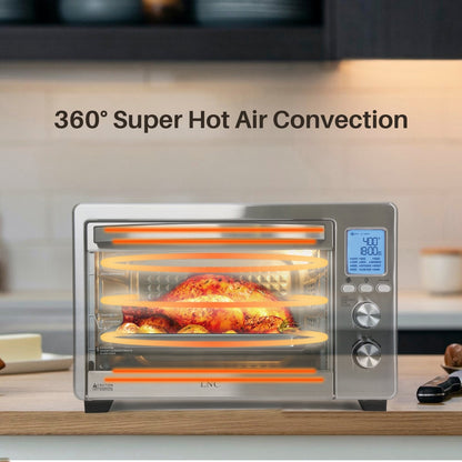 LNC 12-In-1 Large 34QT Countertop Toaster Oven Convection Rotisserie Air Fryer - 19.5 L x 15 W x 12.5 H