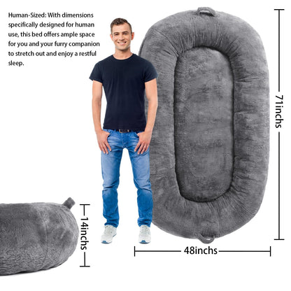 Large Dog Bed Washable Human Size Bed with Removable Cover