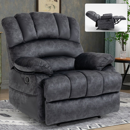 Large Manual Recliner Chair for Adult, Comfortable Fabric Single Recliner Sofa, Overstuffed Reclining Chair for Living Room