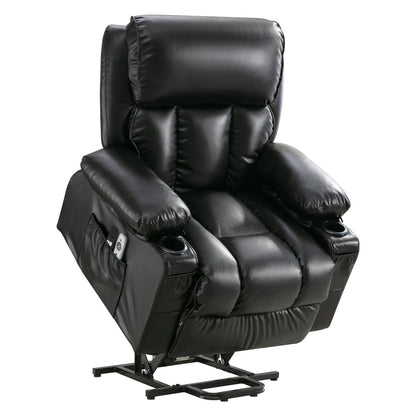 Large Power Lift Recliner Chair with Heat and 8-Point Massage - Remote Control, USB Port