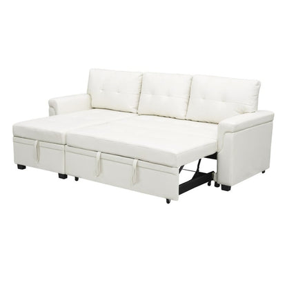 Convertible Reversible Sectional Sofa with Pull-Out Sleeper Bed, Hidden Storage Chaise, and Durable Legs