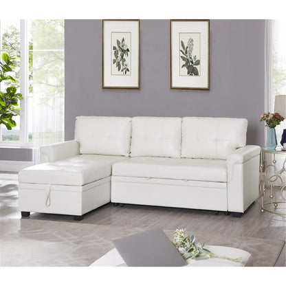 Convertible Reversible Sectional Sofa with Pull-Out Sleeper Bed, Hidden Storage Chaise, and Durable Legs