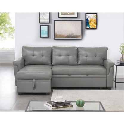 Convertible Reversible Sectional Sofa with Pull-Out Sleeper Bed, Hidden Storage Chaise, and Durable Legs