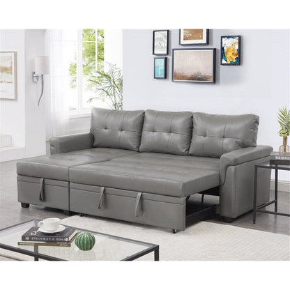 Convertible Reversible Sectional Sofa with Pull-Out Sleeper Bed, Hidden Storage Chaise, and Durable Legs