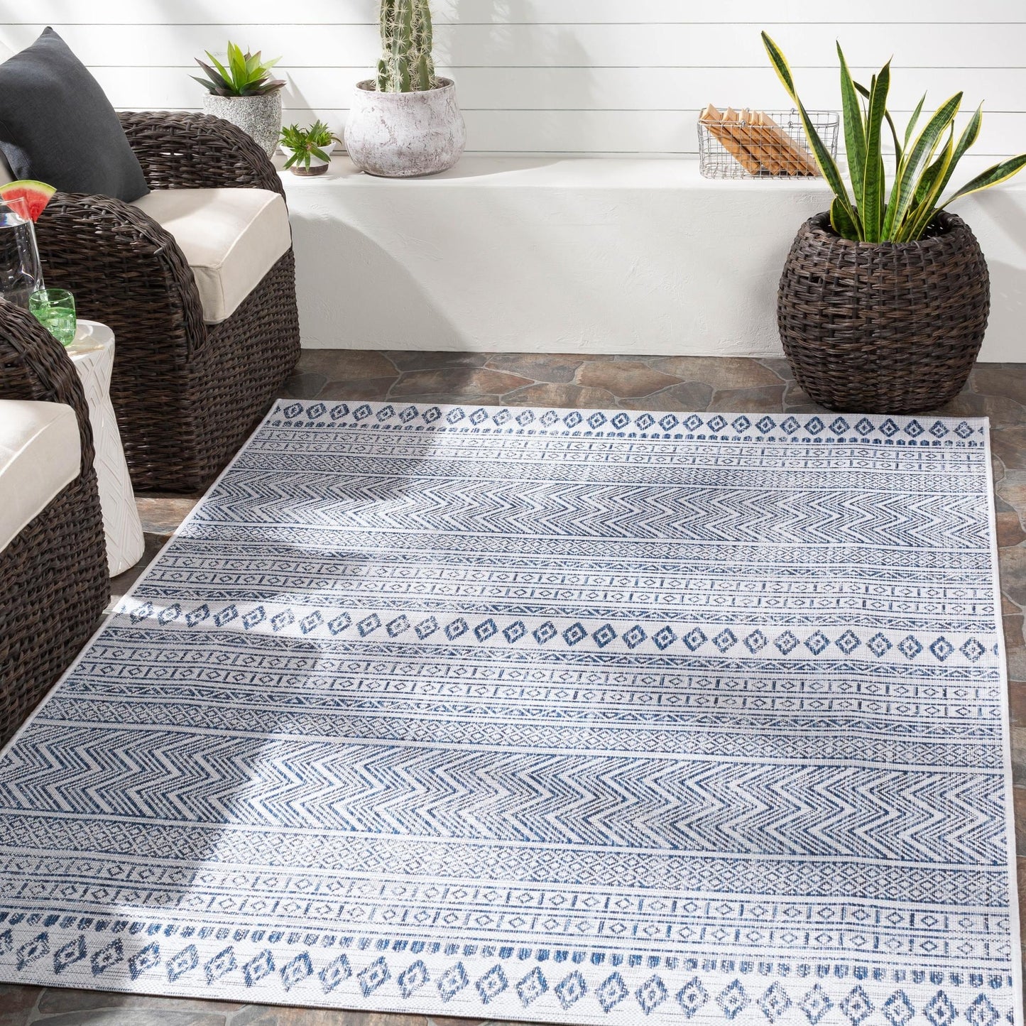 Livabliss Eagean Bohemian Tribal Outdoor Area Rug