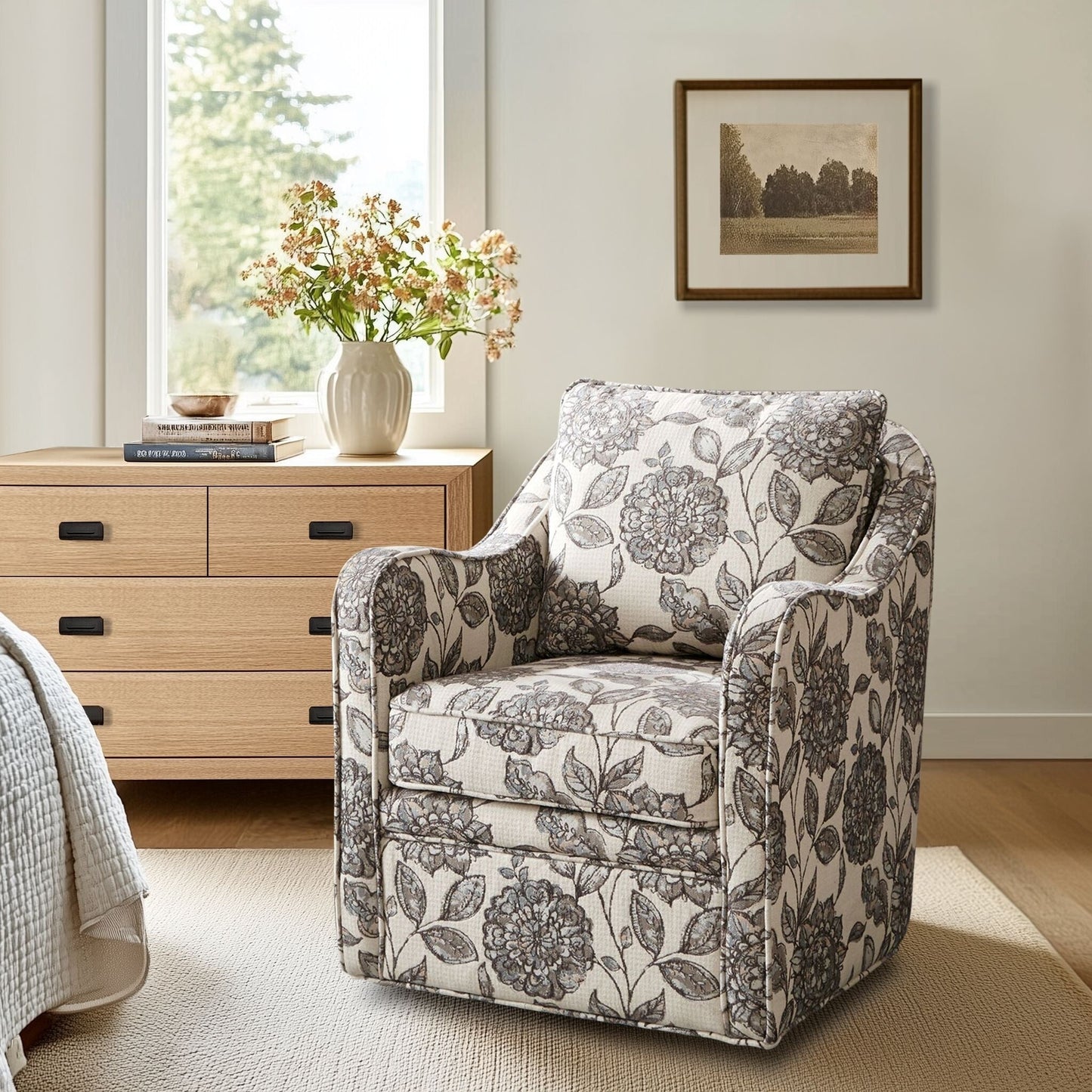 Madison Park Betty Upholstered Swivel Curved Armchair