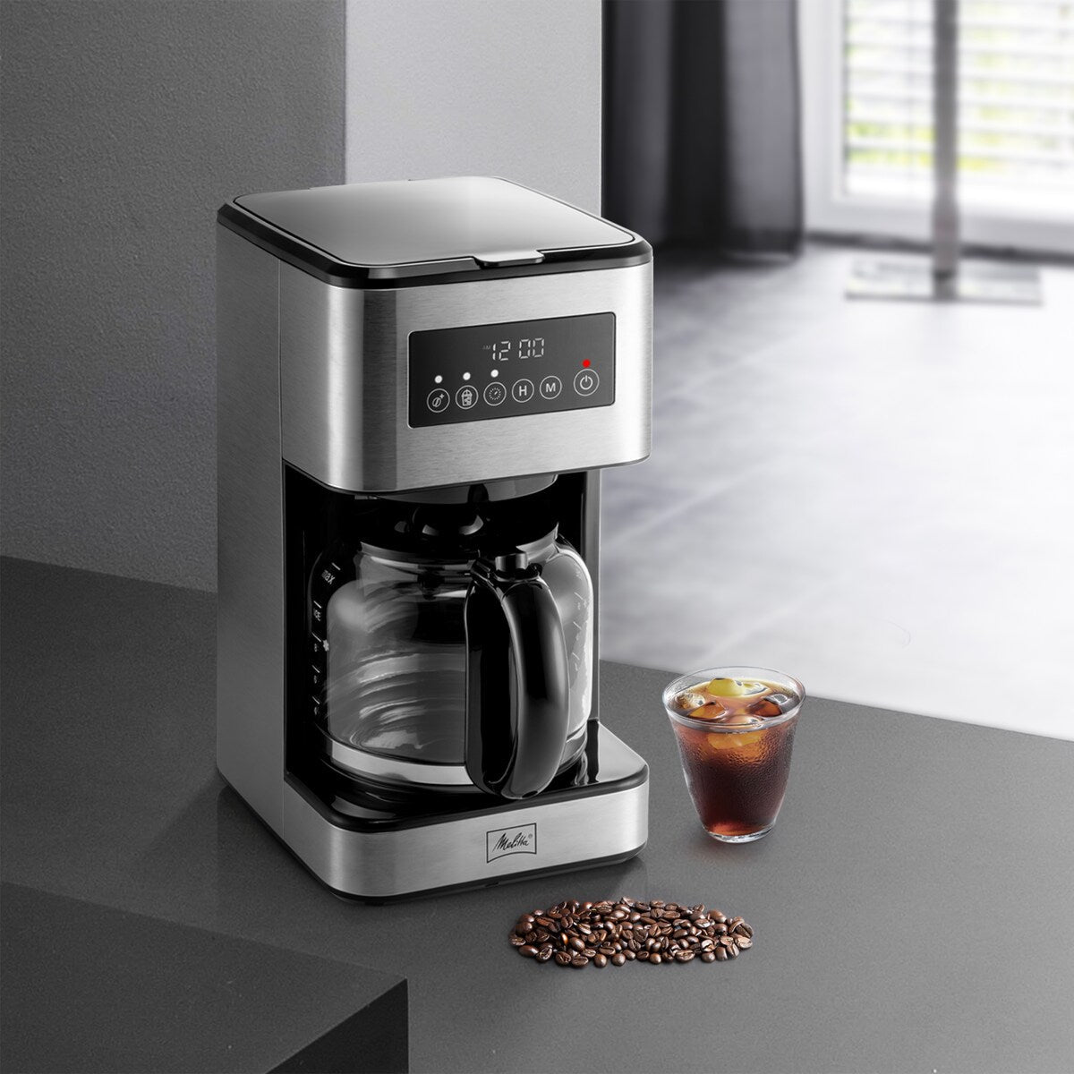 Melitta Aroma Tocco Plus 12-cup Hot and Iced Drip Coffee Maker with Glass Carafe and Touch Control Display
