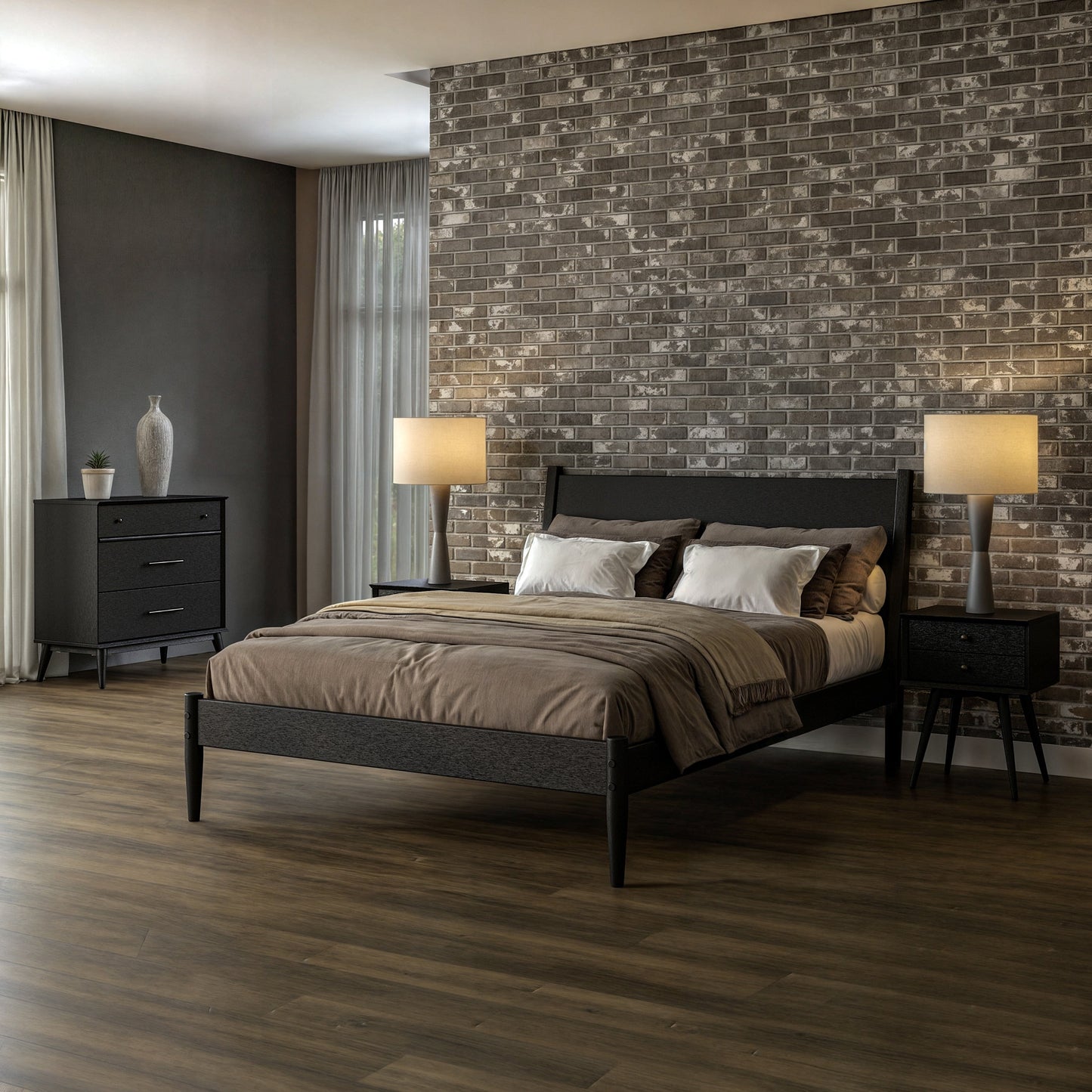 Mid-Century Panel Bed