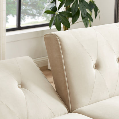 Modern Futon Sofa Bed, Convertible Sleeper Sofa with Tapered Wood Legs, 78.35 W, Small Split Back Sofa for Living Room