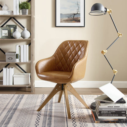 Art Leon Modern Home Office Swivel Arm Accent Chair with Wood Legs