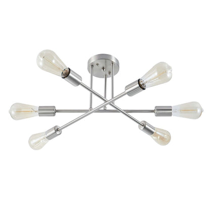 6 - Light Modern Metal 23.62'' Sputnik Semi-Flush Mount Ceiling Light