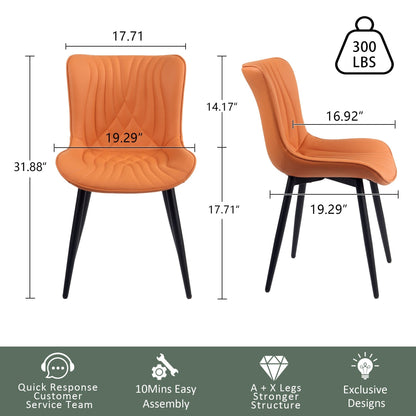 Modern Upholstered Leather Armless Dining Chairs Set of 2