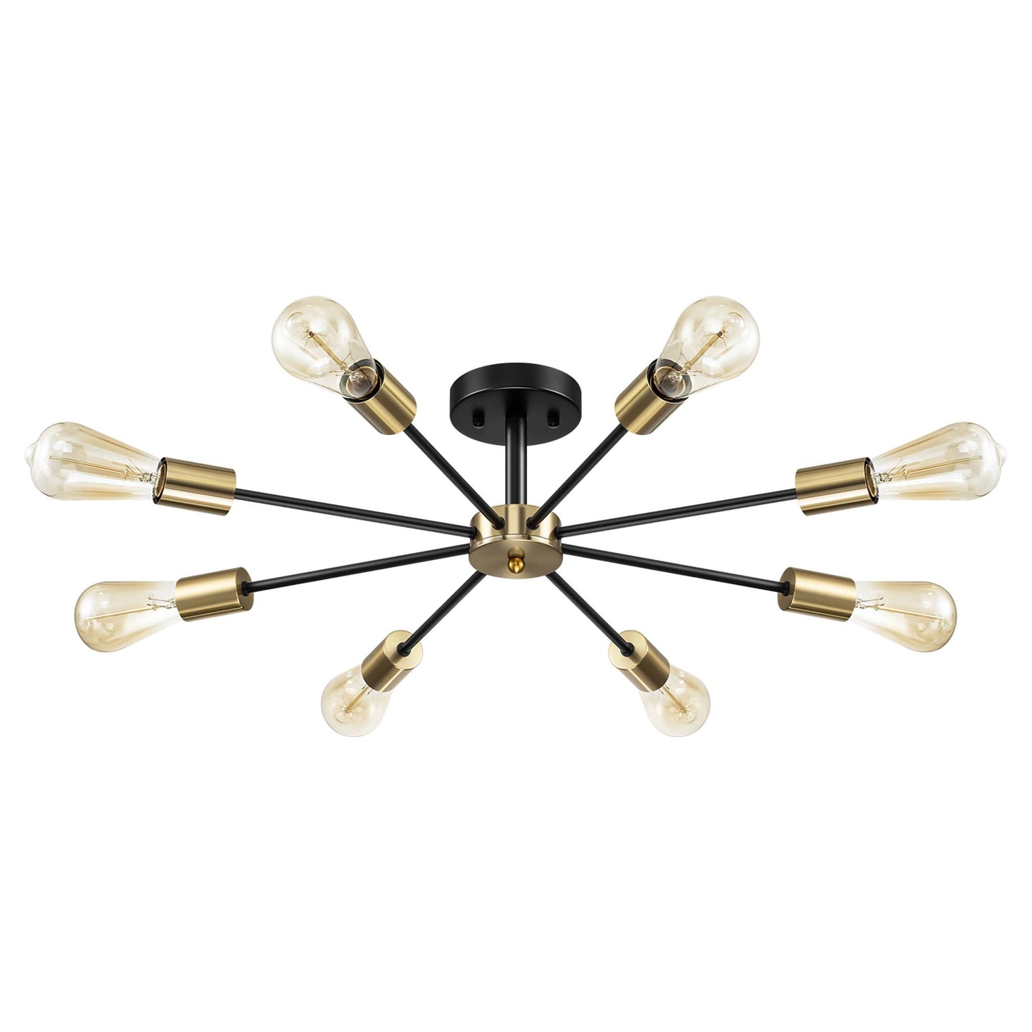 Black/ Gold Sputnik Semi Flush Mount Lamp Close to Ceiling Light Fixture for Living Room/ Kitchen/ Office/ Bedroom/ Foyer